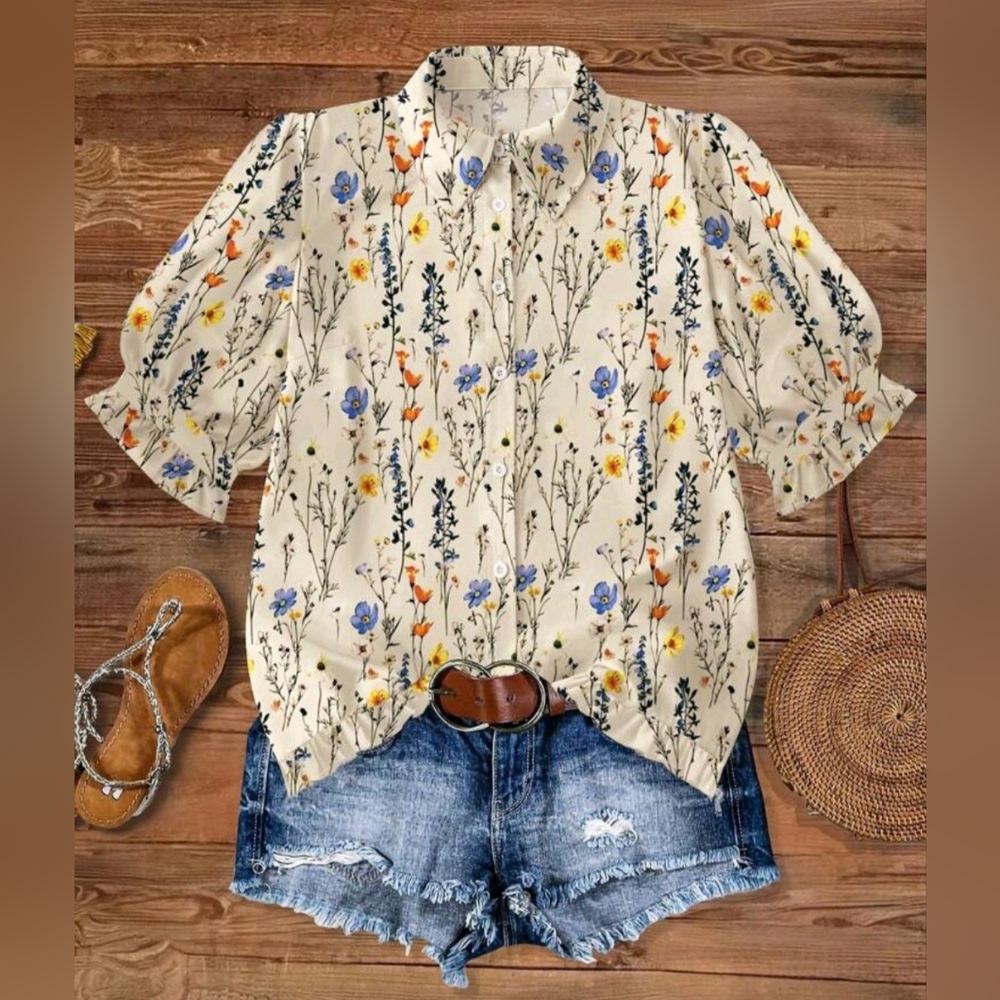 SHEIN Plus Size Vintage Retro Blouse - Picture 1 of 5